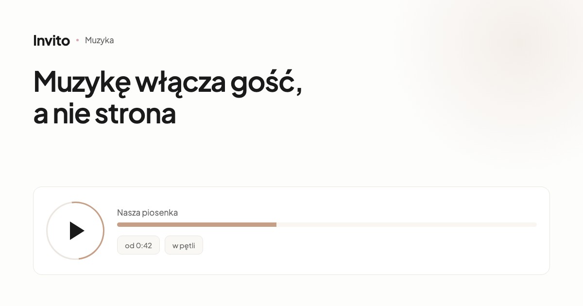 Przycisk odtwarzania muzyki w zaproszeniu ślubnym